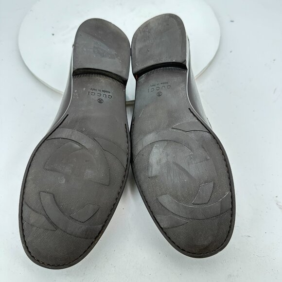 xGucci Men Sz UK 7 US 7.5  Black Leather Green Red Slip On Loafer Dress Shoes - Picture 8 of 13